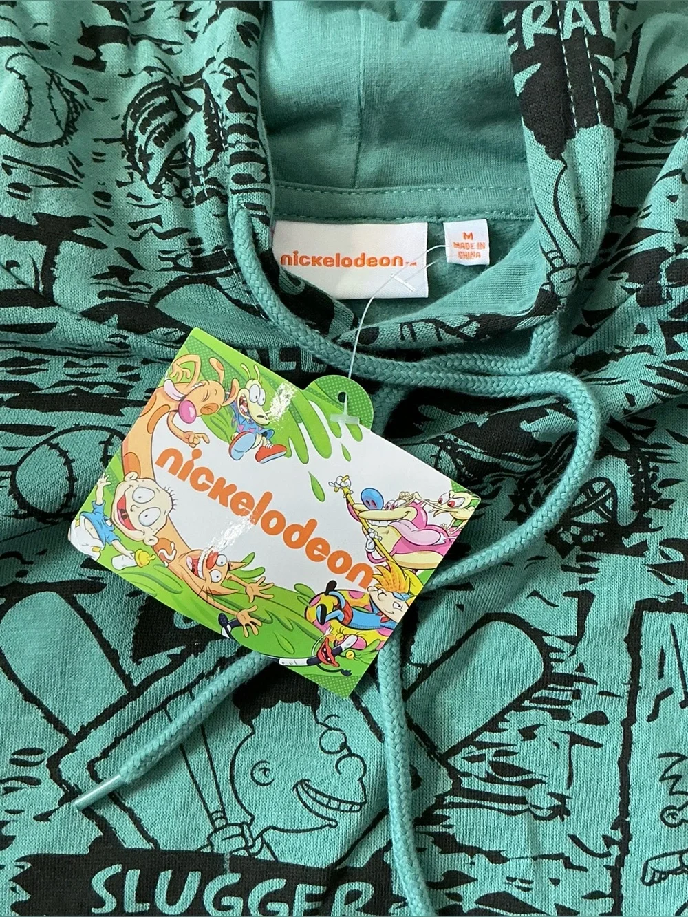 NWT Nickelodeon Teal Gerald Slugger Crewneck Hoodie Size Medium